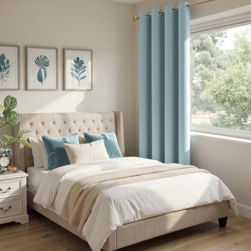 Slate Blue Blackout Bedroom Curtains Drapes 96 Inch Long 52"x96" (Slate Blue / 52"W x 96"L (Pack of 2))