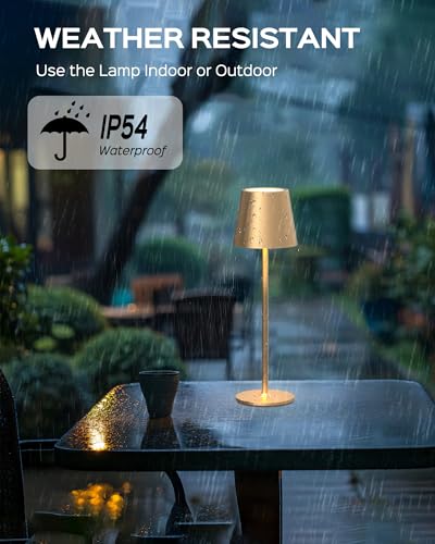Cordless Table Lamps Rechargeable (1 Pack-Round Base / Gold)