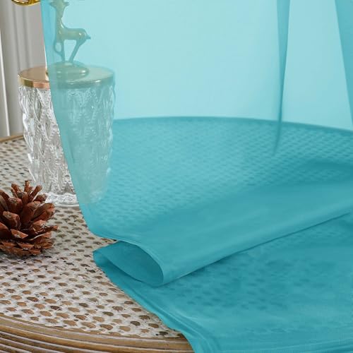 Turquoise Sheer Curtains 72 Inches 2 Panels for Living Room 59" Wide (Turquoise / 59"W x 72"L (Pack of 2))