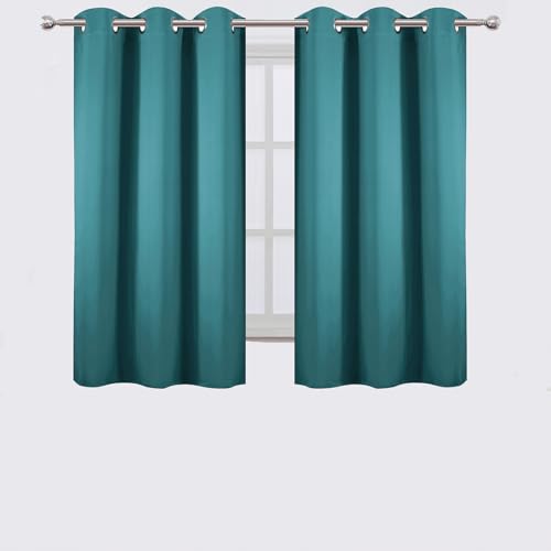 Sea Teal Blackout Curtains 42 x 54 Inch Length Set of 2 Panels Grommet Bedroom Curtains for Living Room (Sea Teal / 42"W x 54"L (Pack of 2))