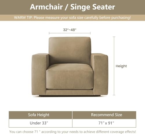 Oversized Armchair Couch Cover for 1 Cushion Couch (71" x 91" / 9# Lines Moss Green)