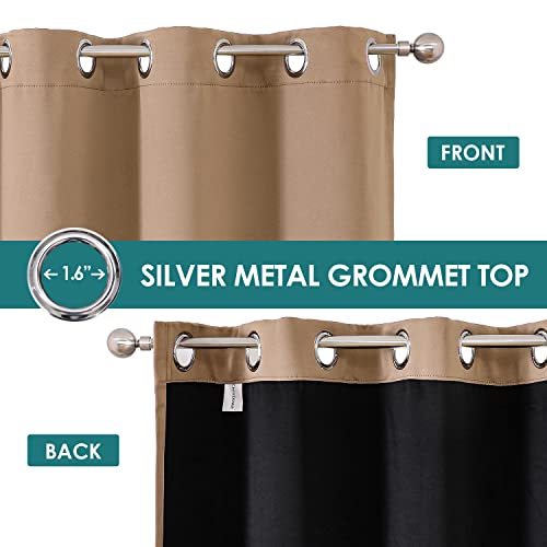 100% Blackout Curtains for Bedroom 108 Inches Long 2 Panels Set (52"W x 108"L (Pack of 2) / Cappuccino)