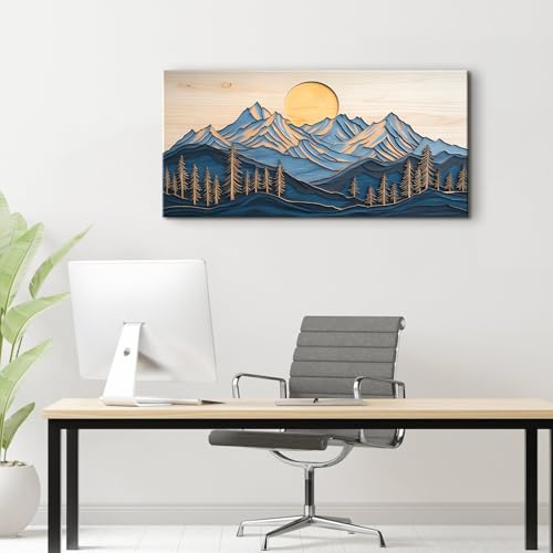 Mountain Wall Art Boho Sunset Forest Wall Decor Abstract Nature Landscape Picture Wilderness Canvas Prints Painting Poster Modern Artwork for Bedroom Living Room Home Decorations 20x40” (40"L x 20"W / Boho01)