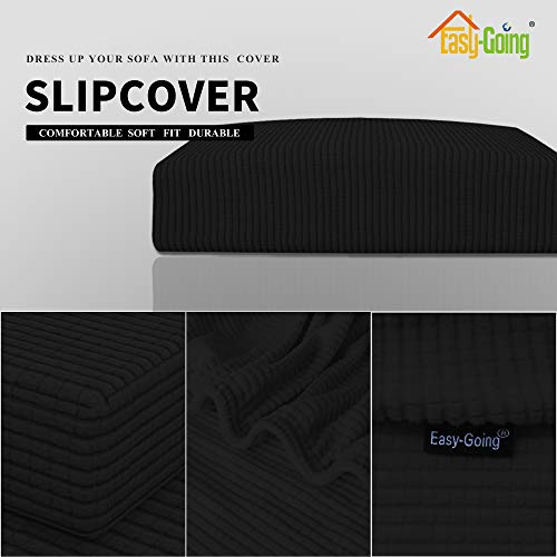 Stretch 1 Piece Couch Cushion Cover for Sofa (Large / Black)