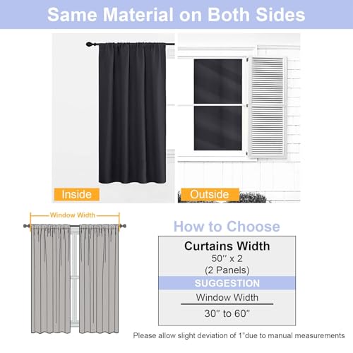 Black Blackout Curtains for Bedroom 102 Inches Long 2 Panels (Black / 50"W x 102"L (Pack of 2))