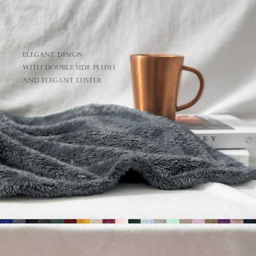 Fuzzy Large Fleece Throw Blanket for Couch (Dark Grey / 50x70 IN)