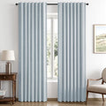 100% Blackout Linen Curtains 42 x 90 Inch Chambray Blue 2 Panels (Chambray Blue / 42"W x 90"L (Pack of 2))
