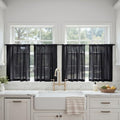 4 Panels Half Window Tier Black Sheer Curtains 42 x 36 Inches (42"W x 36"L (Pack of 4) / Black)