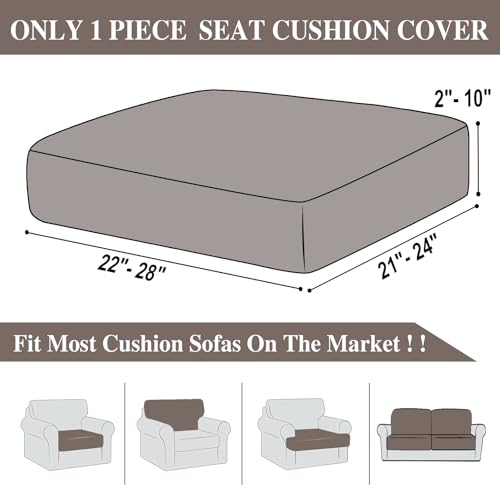 Couch Cushion Cover Seat Cushion Cover Stretch Armchair Cover Separate Sectional Sofa Slipcovers Furniture Protector (Taupe / 1PC Seat Cover or Backrest)