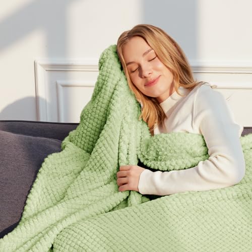 Extra Large Soft Fleece Throw Blanket for Couch (Light Green / Throw(50x70 In))