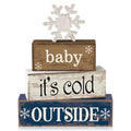 4 Pcs Wooden Block Signs Baby Its Cold Outside Farmhouse Decor (Snowflake)