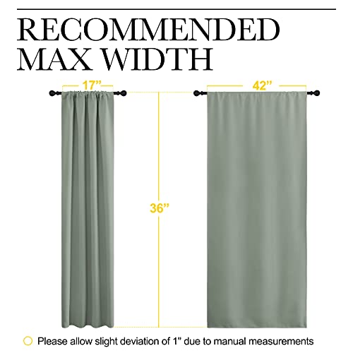 Window Curtains Blackout Drapes (Greyish Green / 42"W x 36"L (Pack of 2))