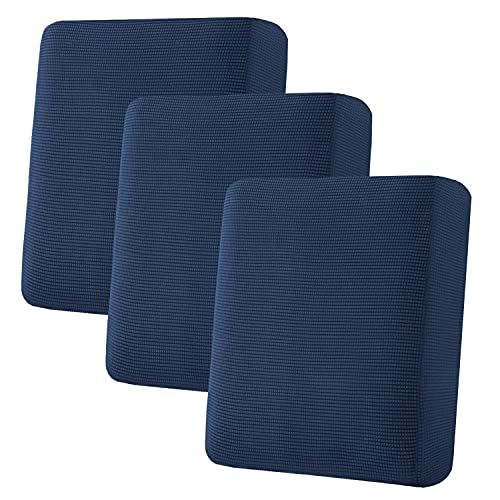 Super Stretch Stylish Cushions Covers (Navy / 3 Cushion Sofa)