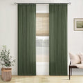 Olive Green Linen Pinch Pleated Light Filtering Curtains 84 Inches Long (Olive Green / 40"W x 84"L (Pack of 2))
