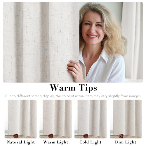 100% Blackout Linen Curtains 108" L 2 Panels Ivory (Ivory / 52"W x 108"L (Pack of 2))