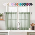 Sage Green Small Sheer Curtains Tier 24 Inches Length 2 Pieces (42"W x 24"L (Pack of 2) / Sage Green)
