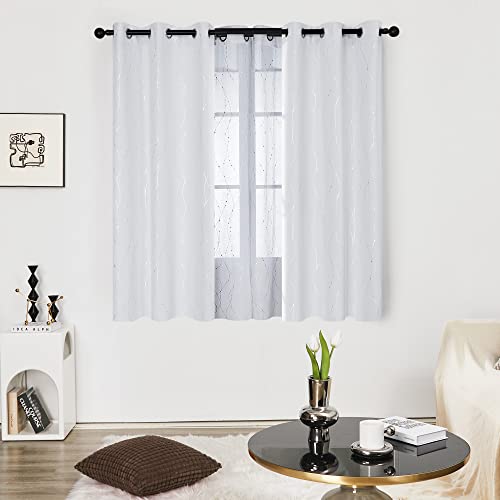 Living Room Curtains 63 Inches Long (Greyish White/Wave Dots / 42"W x 63"L (Pack of 2))