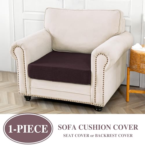 Couch Cushion Cover Seat Cushion Cover Stretch Armchair Cover Separate Sectional Sofa Slipcovers Furniture Protector (Brown / 1PC Seat Cover or Backrest)