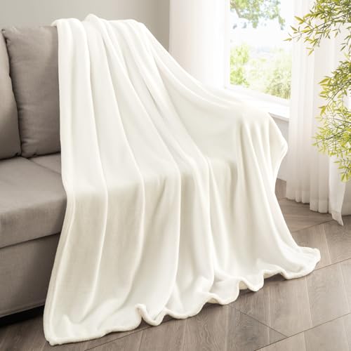 Fleece Blanket Soft Plush Throw for Couch Cream 50"x70" (Cream / Throw XL(50"x70"))