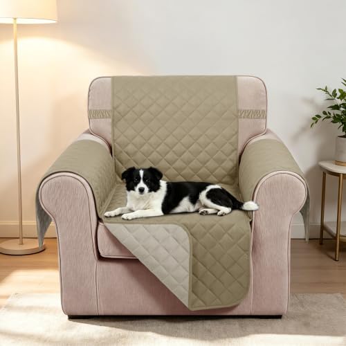 Reversible Recliner Chair Covers (Camel/Beige / 23'' Chair)