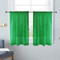 Basic Rod Pocket Sheer Voile Window Curtain Panels Green 1 Pair 2 Panels 26 Width 30 Inch Long for Kitchen Bedroom Children Living Room Yard（Green (Green / 26"W x 30"L (Pack of 2))
