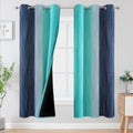 Navy Blue and Teal Gradient Blackout Curtains for Living Room 72 Inch Long (Navy Blue and Teal / 42"W x 72"L (Pack of 2))