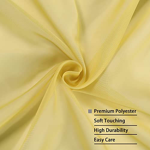 Sheer Curtains 63 inch Length 2 Panels Set (Yellow / 42"W x 63"L (Pack of 2))