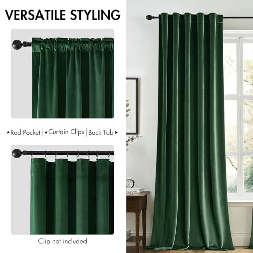Velvet Blackout Curtains 52x108 inches 2 Panels Hunter Green (Hunter Green / 52"W x 108"L (Pack of 2))