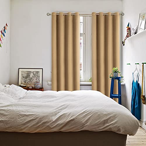 Khaki Room Darkening Curtains 95 Inch for Living Room (Khaki / 52"W x 95"L (Pack of 2))