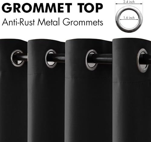 Closet Curtain for Open Closet Without Door Grommet Top 34x80 Inches (Black / 34"W x 80"L (Pack of 2))