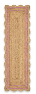 Jute Area Rug Handmade Classic Design Soft Textured Durable Easy Clean Low Pile for Living Room Entryway Bedroom Farmhouse Decor (Pink / 2' x 8' (Runner))