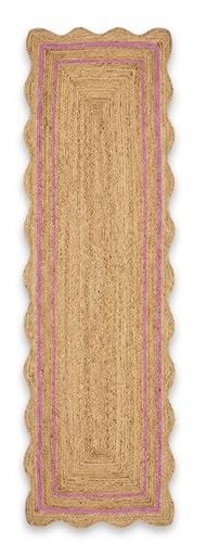 Jute Area Rug Handmade Classic Design Soft Textured Durable Easy Clean Low Pile for Living Room Entryway Bedroom Farmhouse Decor (Pink / 2' x 12' (Runner))