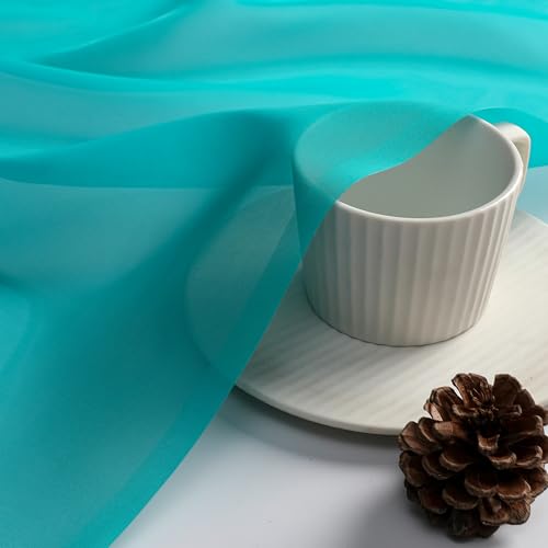 2 Panels Sheer Curtains 108 Inches Long (Turquoise / 42"W x 108"L (Pack of 2))