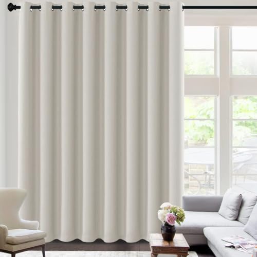 Blackout Curtains for Sliding Glass Door Room Divider Curtains Noise Reduce Curtain Panel Portable Window Screen Sliding Partition (120"W x 96"L (Pack of 1) / Ivory/Cream)