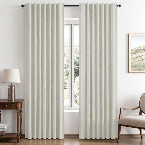 100% Blackout Linen Curtains 42 x 72 Inch Light Beige 2 Panels (Light Beige / 42"W x 72"L (Pack of 2))