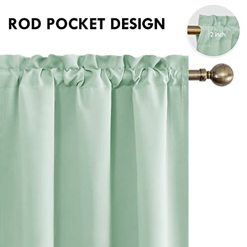 Short Blackout Curtains 42 x 36 Inch Long for Kitchen RV Bunk 2 Panels (Light Green / 42"W x 36"L (Pack of 2))