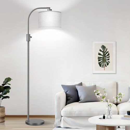 Upgraded Modern Arc Dimmable Tall Standing Floor Lamp with Gray Shade (Gray-Gray Shade)