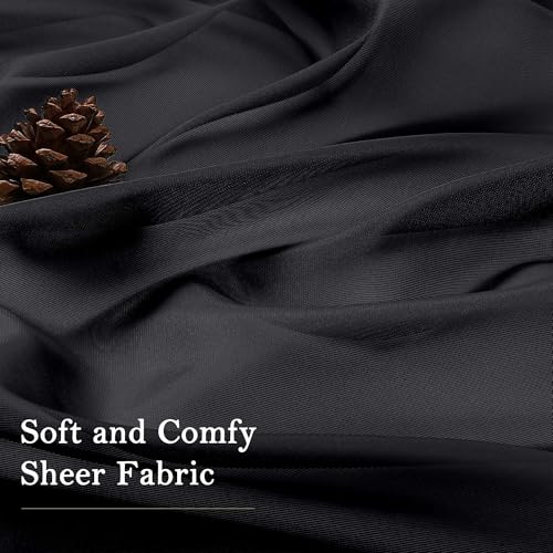 Black Sheer Curtains 90 Inches Long 2 Panels (Black / 59"W x 90"L (Pack of 2))