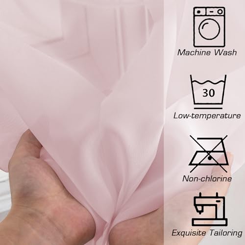 Extra Long Sheer Curtains 96 Inches Long (Blush / 42"W x 96"L (Pack of 2))
