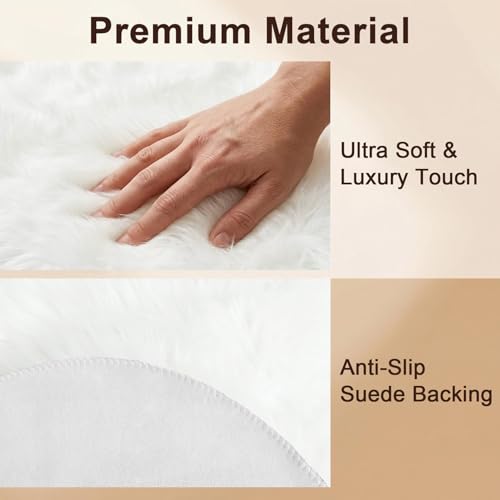 White Faux Sheepskin Runner Rugs 2x6 ft (White / 2' x 6' (Runner))