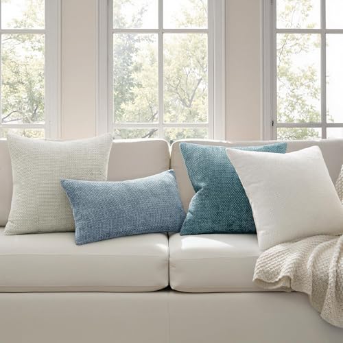 Decorative Couch Throw Pillow Covers 20x20 Inch Light Blue 2 Pack (20" x 20" (Pack of 2) / Light Blue)