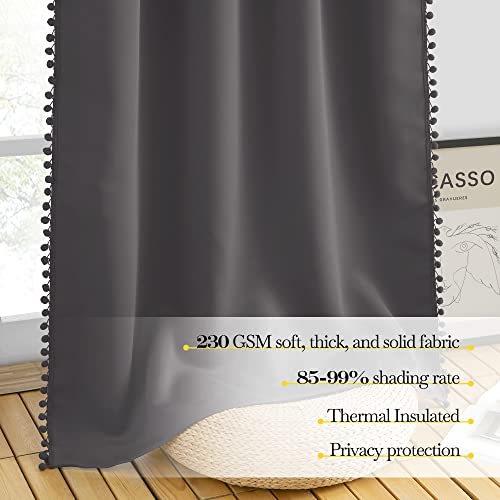 2 Panels Blackout Curtains (Dark Grey / 42"W x 63"L (Pack of 2))