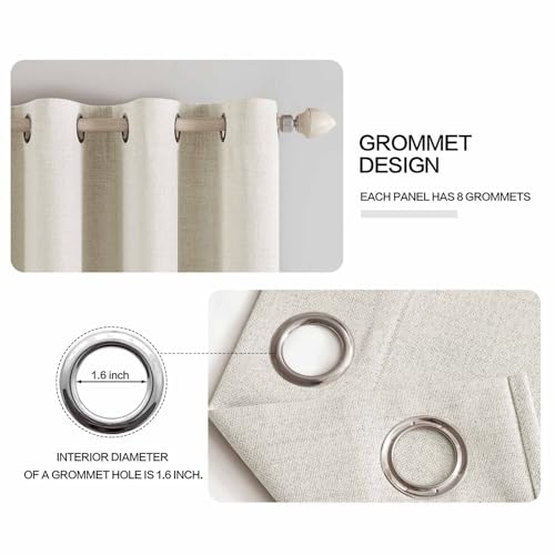 100% Blackout Linen Curtains for Bedroom 52x108 Inches Linen Beige (Linen Beige / 52"W x 108"L (Pack of 2))
