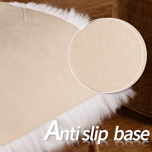 Square Fur Sheepskin Chair Cover Seat Cushion Pad Super Soft Area Rugs for Living Bedroom Sofa 18" x 18" (Light Brown / 18" x 18" (Pack of 1))