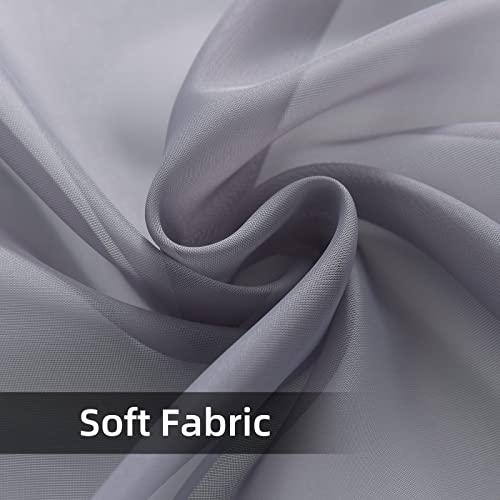 Solid Sheer Rod Pocket Curtain Voile Draperies 2 Panels White Beige Black Grey Coffee 52 Inch Width 96 Inch Long 1 Pair for Kitchen Bedroom Children Living Room Yard (Grey / 52"W x 96"L (Pack of 2))