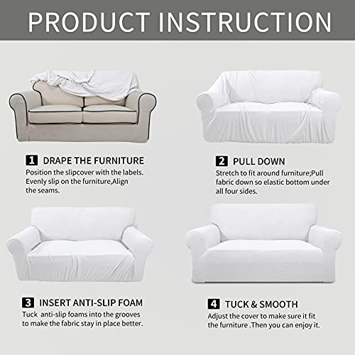 Stretch Couch Covers for Sofa Washable Large Snow White (Large Sofa / Snow White)