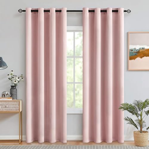 Light Pink Short Blackout Bedroom Curtains 54 Inch Long 52"x54" (Light Pink / 52"W x 54"L (Pack of 2))