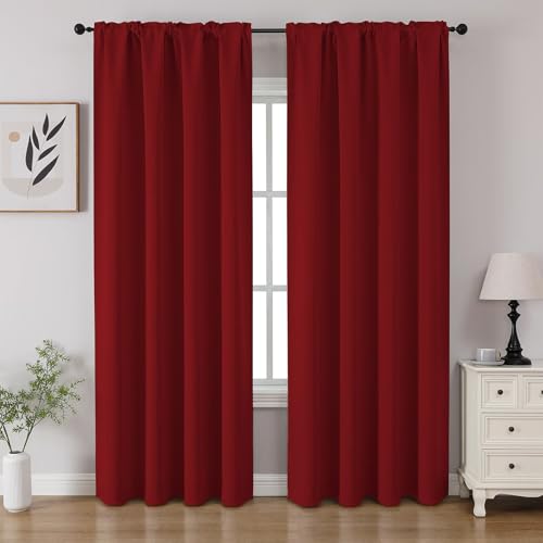 Red Blackout Curtains 84 inch Length 2 Panels Set (Red / 52"W x 84"L (Pack of 2))