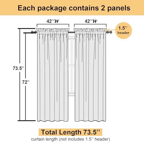 Hunter Green Sheer Curtains 72 Inches Long 2 Panels (Hunter Green / 42"W x 72"L (Pack of 2))