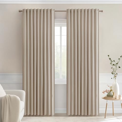 Taupe Back Tab Blackout Curtains 52x84 Inch Length 2 Panels Set (Taupe / 52"W x 84"L (Pack of 2))